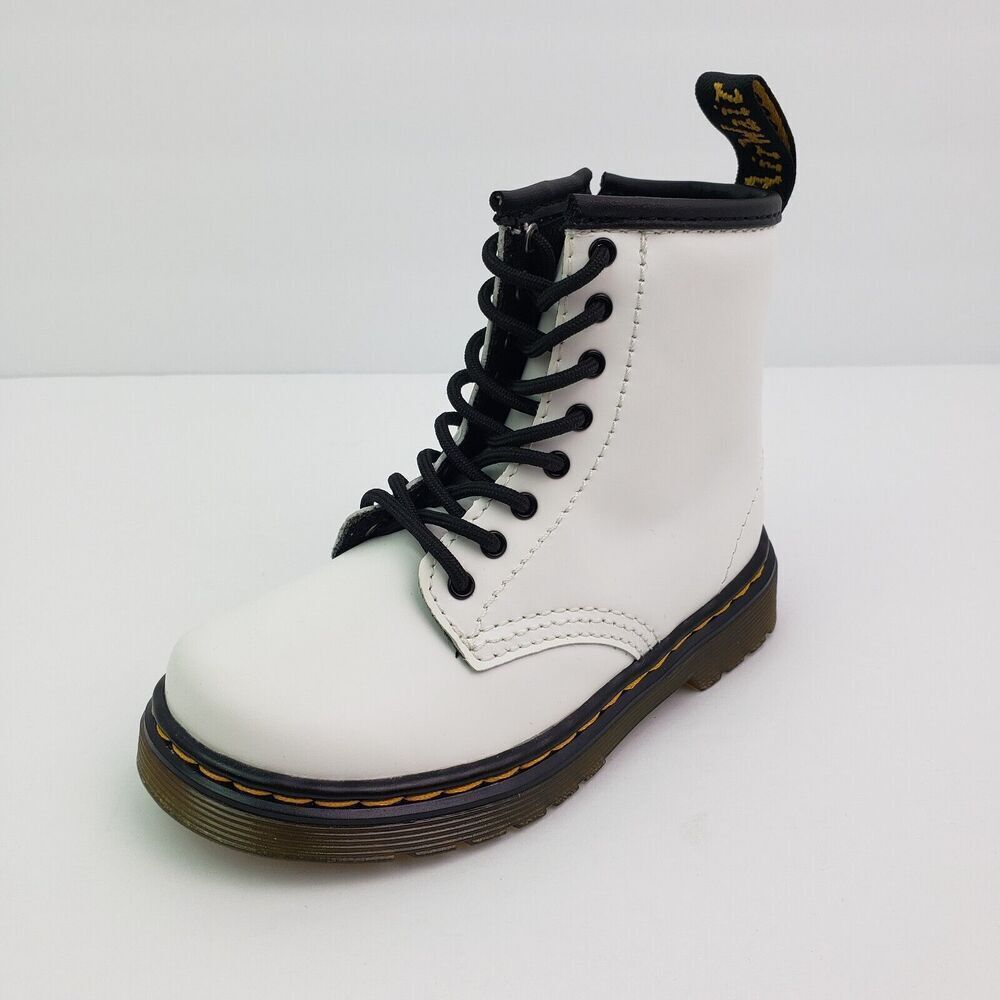 Dr Doc Martens 1460T Toddler Girls Size 8 White Leather Lace Up Combat Boots - Picture 2 of 12